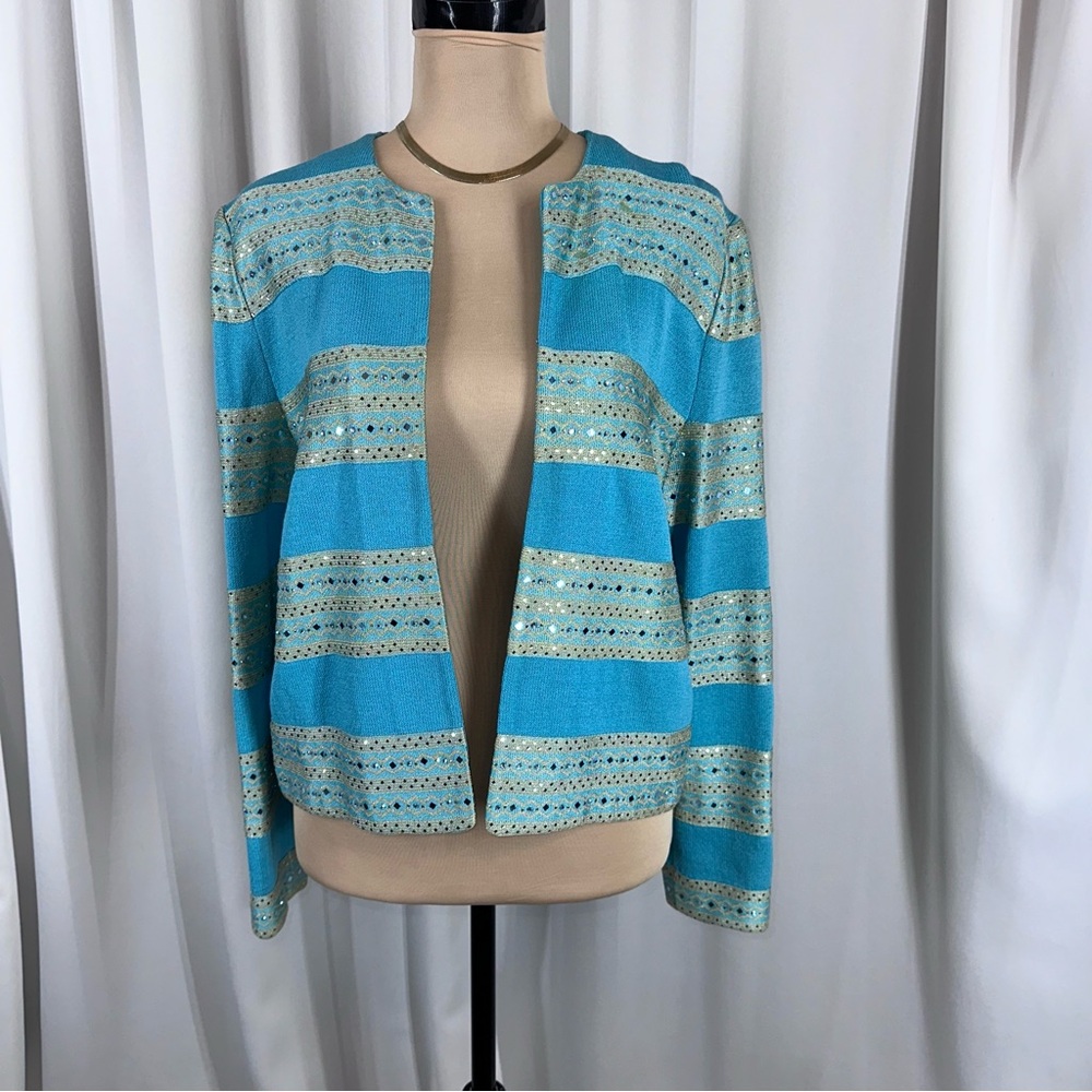 ST JOHN‎ EVENING by Marie Gray Jacket Sz S/M? Embellished Coastal Mob Wife *READ